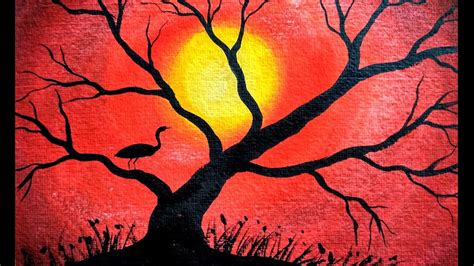 Sunset And Trees Painting For Beginners Watercolour Painting Youtube