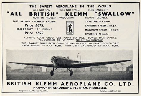 British Klemm Aeroplane Co Graces Guide