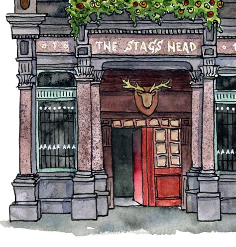 The Stags Head Pub Of Dublin Watercolour Art Print Etsy