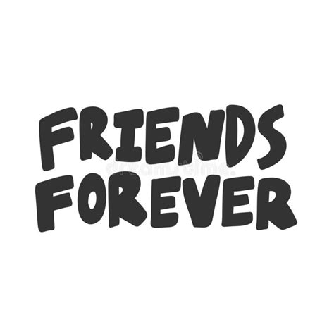 Friends Forever Vector Hand Drawn Illustration Sticker With Cartoon