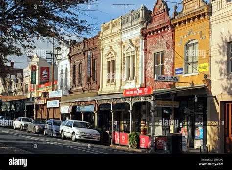 Typical Old Victorian Style Shops Lygon Street Carlton Suburb Melbourne