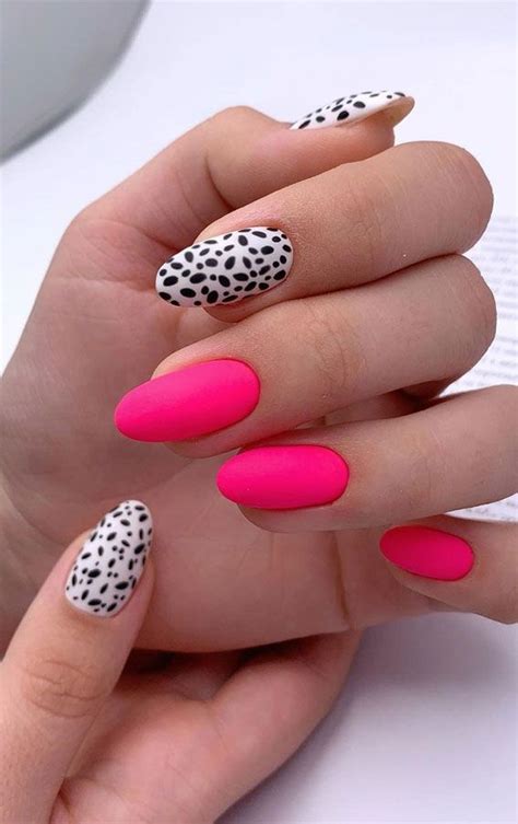 Summer Nail Art Ideas To Rock In 2021 Dalmatian And Hot Pink Nails In