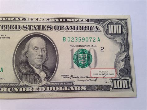 Old 1969 One Hundred 100 Bill Federal Reserve Note B Series York Ny