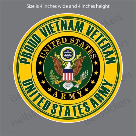 Vietnam Veteran Proud Us Army Car Bumper Sticker Window Decal