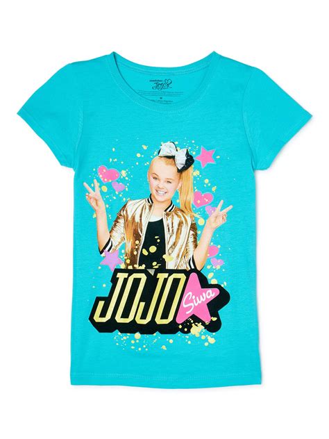 Nickelodeon Jojo Siwa Girls Glitter Graphic T Shirt Sizes 6 16