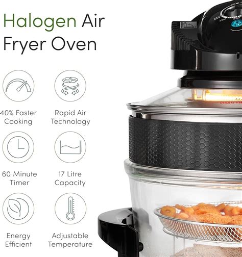 Emperial L Halogen Convection Oven Cooker Air Fryer With Extender Ring Black Ebay