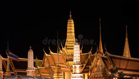 Wat Phra Kaew In Bangkok At Night Stock Photo Image Of Destination