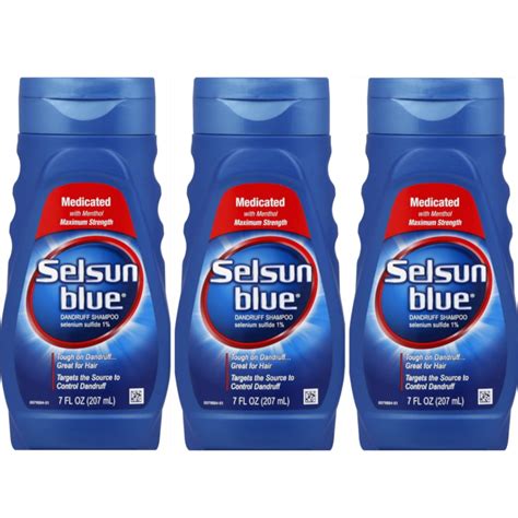 3 Pack Selsun Blue Medicated Dandruff Shampoo 7 Oz Each