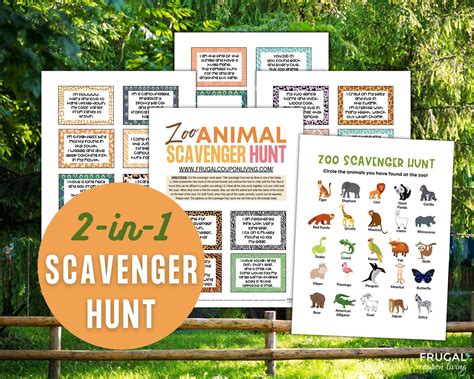Zoo Scavenger Hunt Printable Popular Zoo Animals Scavenger Etsy In