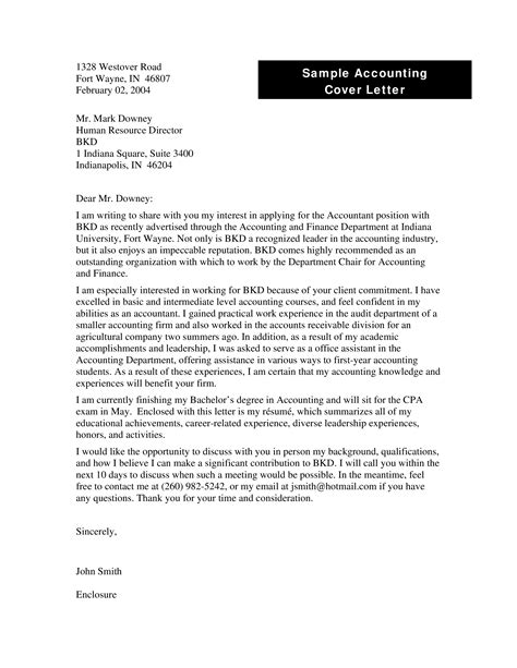 Sample Accounting Cover Letter How To Write An Accounting Cover