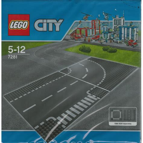 Lego City 7281 T Junction And Curved Road Plates
