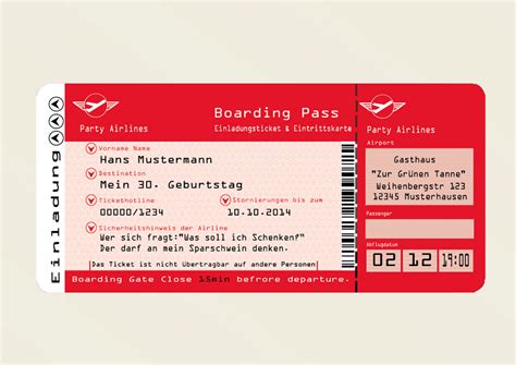 Welche flugtickets für langstrecken sind zu empfehlen? Einladungskarten 30 40 50 Geburtstag Ticket Flugticket Einladung Boarding Pass