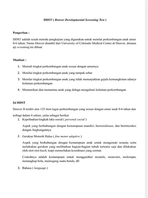 Cara Pengisian Ddst Pdf Pdf