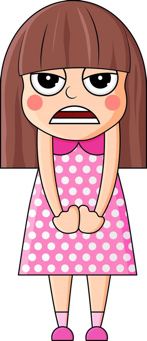 Cute Cartoon Girl With Angry Emotions Vector Illustration Stock Image