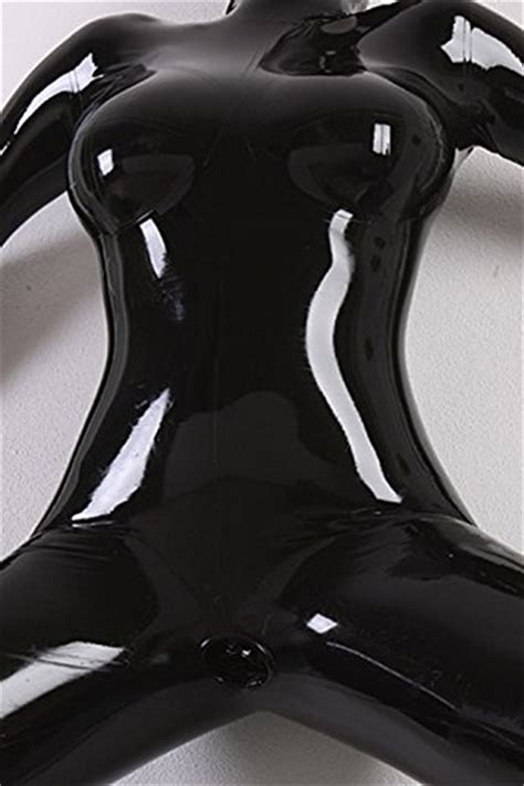Justinlatex Womens Black Latex Catsuit With Inner Condom Nostril Mouth