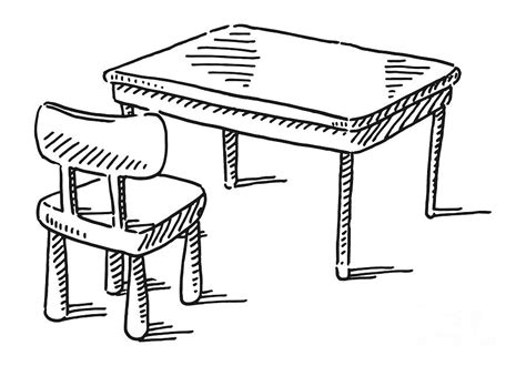 Chair And Table Furniture Drawing Drawing By Frank Ramspott
