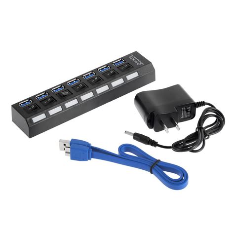 7ports Usb 30 Hub With Onoff Switch Euus Ac Power Adapter For Pc Laptop