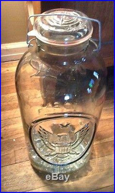 BIG LARGE 4 GALLON BALL IDEAL GLASS CANNING JAR WIDE MOUTH LID BAIL