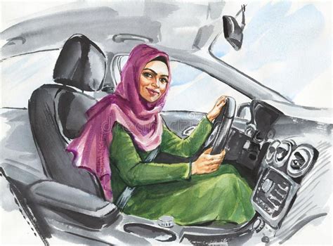 Arabian Woman In The Car Stock Illustration Illustration Of Design 157122966
