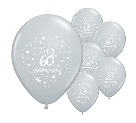 Happy 60th Diamond Wedding Anniversary Latex 11 Pearl Balloons With