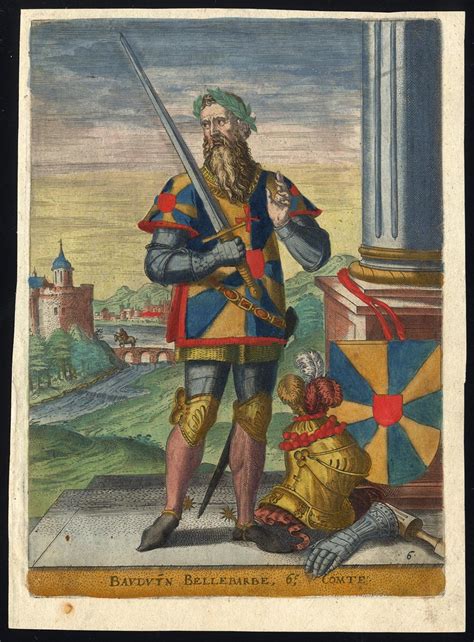 Antique Print Baldwin Iv The Bearded Count Flanders Armour Richer 1615