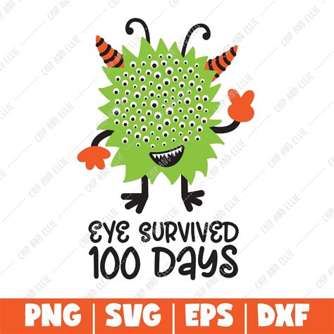 Eye Survived 100 Days 100 Days Svg 100th Day Of School Etsy Uk
