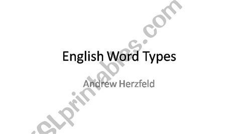 Esl English Powerpoints English Word Types