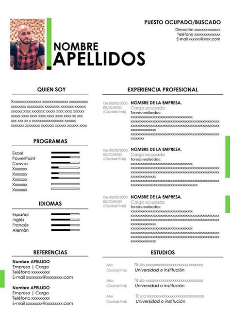 Plantillas de curriculum en word para rellenar gratis. Modelo de CV Word para descargar y rellenar de forma ...