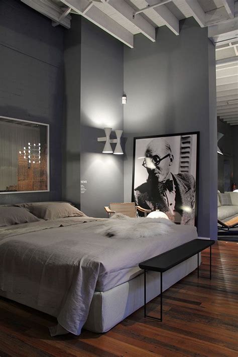 neutral grey masculine bedroom interiors  color