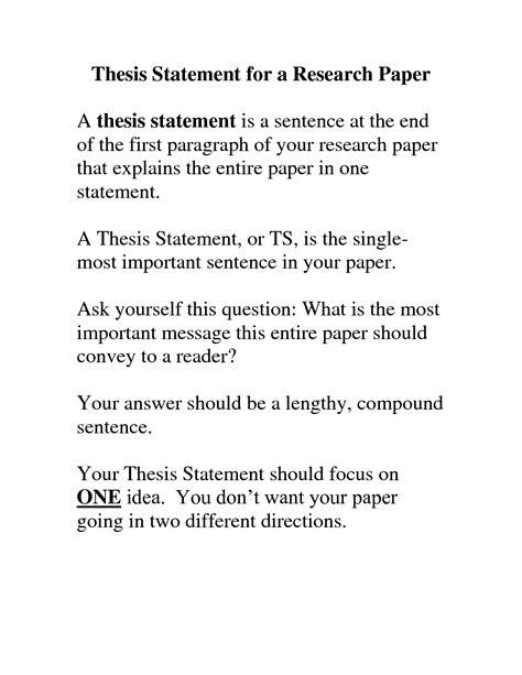 This article provides thesis statement examples to demonstrate how to create a good thesis the thesis statement informs the reader of your stand on the topic of discussion. Help with thesis statement research paper
