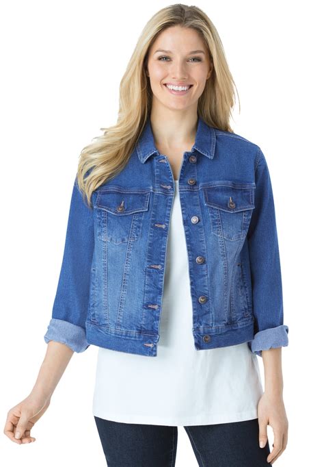 Woman Within Woman Within Womens Plus Size Stretch Denim Jacket