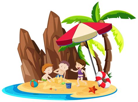 Kids Playing At The Beach 299305 Vector Art At Vecteezy