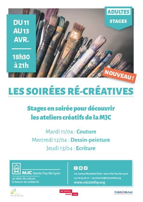 Stages Soirées Ré Créatives Mjc Sainte Foy Lès Lyon