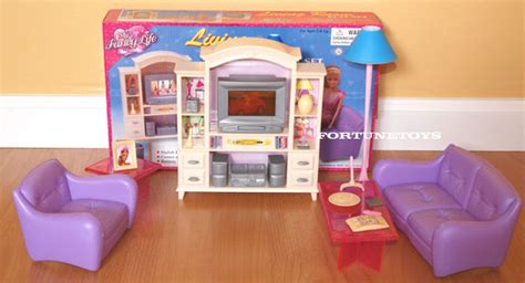 New Fancy Life Doll House Furniture Living Room With Entertainment