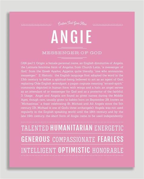 angie name art print personalized art print classic names names with meaning