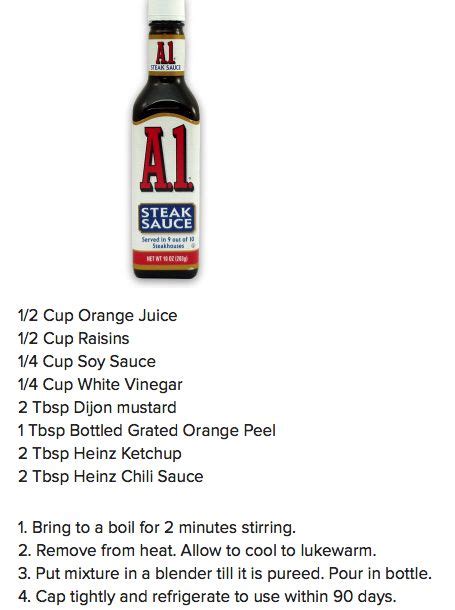 It's like sweet baby ray's just minus the high fructose corn syrup! homemade A1 steak sauce (With images) | Steak sauce, Sauce, A1 steak sauce