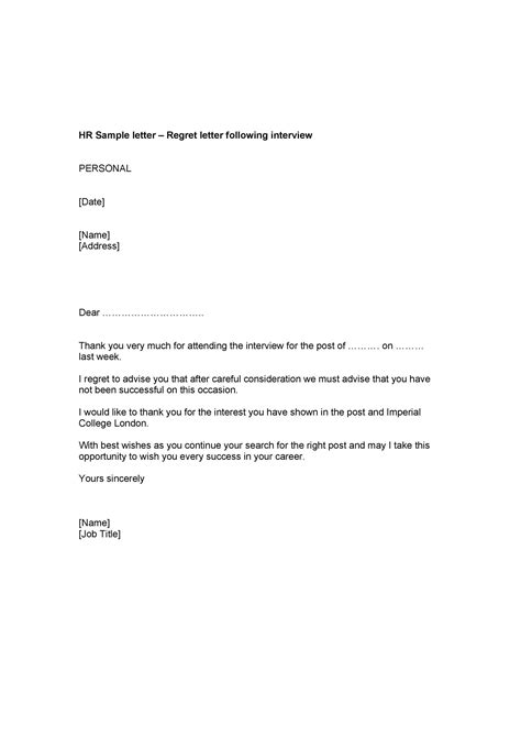 Printable Rejection Letter Sample Forms And Templates Fillable My XXX