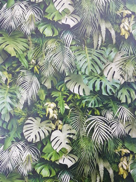3d Tropical Palm Leaf Wallpaper Green Blue Pink Vinyl Paste Wall As
