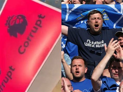 watch everton fans print 38k “premier league corrupt” placards for protest in their clash