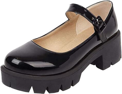 Caradise Womens Chunky Mary Jane Platform Shoes Patent Leather School