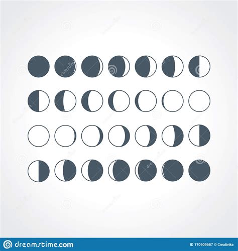 Moon Phases Icons Stock Vector Illustration Of Change 170909687