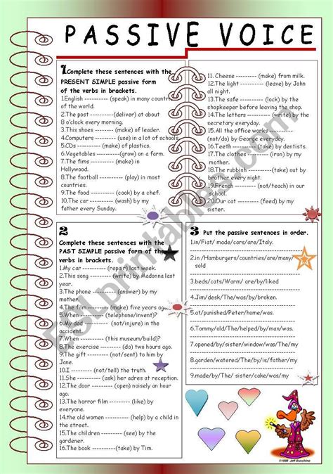 The teacher was pleased … English worksheets: PASSIVE VOICE (PRESENT SIMPLE & PAST ...