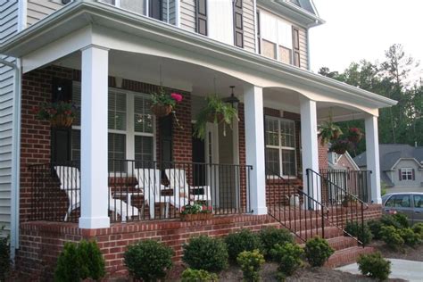 Wonderful Exterior Home Exterior Idea With Red Brick Front Porch Steps