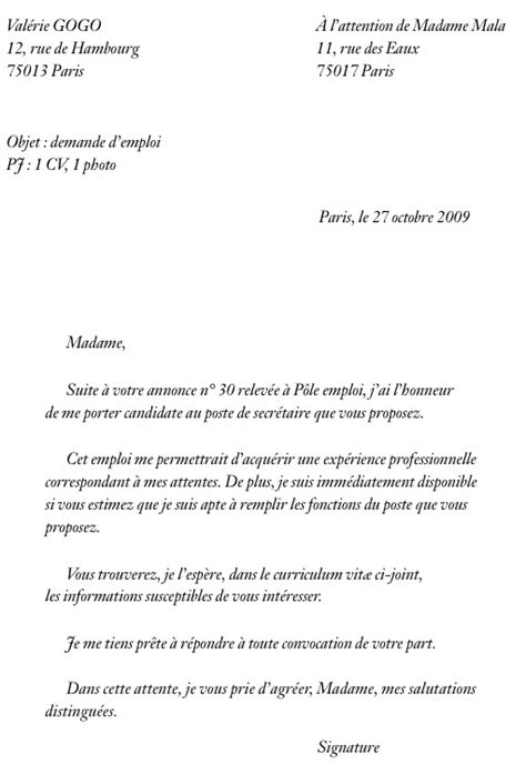 lettre de motivation reponse a une offre d'emploi  Modele de lettre type