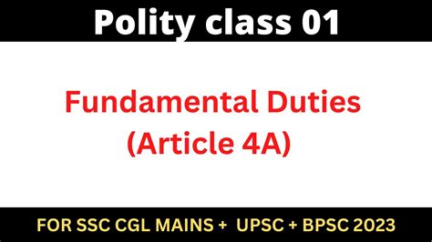 What Fundamental Duties Article 51a Part 4a Polity Class 01