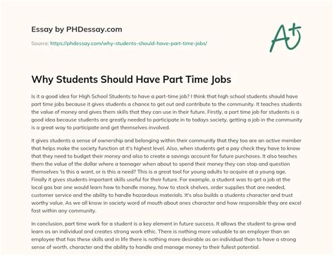 Why Students Should Have Part Time Jobs 400 Words