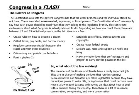 Distribute one judicial branch in a flash! reading page to each student. Legislative - Congress - Let's Explore the Three Branches!