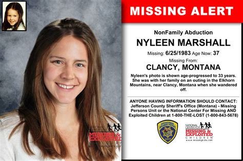 Nyleen Marshall Age Now 37 Missing 06251983 Missing From Clancy Mt Anyone Having