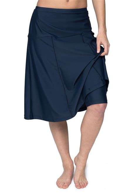 Below The Knee Exercise And Swim Skirt Attached Shorts Navy Swim