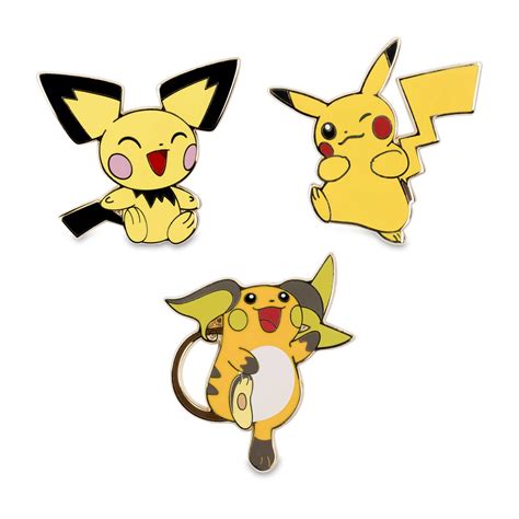 Melee where it has a cloned moveset to pikachu's but takes damage when it uses electric attacks. Pichu, Pikachu & Raichu Pokémon Pins (3-Pack) | Pokémon ...